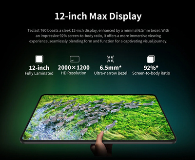 TECLAST tablet T60, 12" HD, 8/256GB, Android 13, 4G, 8000mAh, γκρι