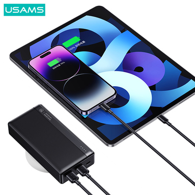 USAMS power bank US-CD205, 2x USB θύρες εξόδου, 10000mAh, 10W, μαύρο