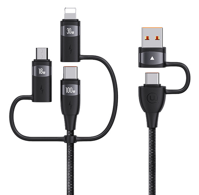USAMS καλώδιο USB/USB-C σε 3 in 1 US-SJ646, PD 100W, 2m, μαύρο