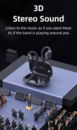 USAMS earphones με θήκη φόρτισης EM20, Open Wearable Stereo, μαύρα