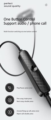 USAMS earphones με μικρόφωνο EP-42, 3.5mm σύνδεση, Φ10mm, 1.2m, μαύρα
