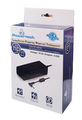 POWERTECH τροφοδοτικό laptop PT-286 για HP, 90W, 19.5V, 4.62A
