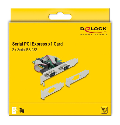 DELOCK κάρτα επέκτασης PCIe σε 2x RS-232 90007, 921.6Kbps