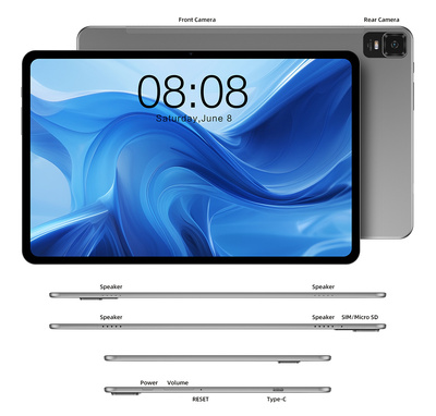 TECLAST tablet T50, 11" HD, 8/256GB, Android 13, 4G, 7500mAh, γκρι
