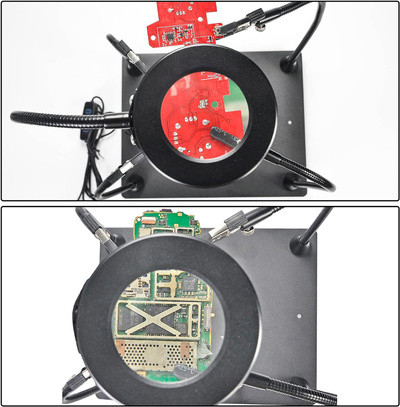 KAISI βάση πλακέτας PCB TE-808 με μεγεθυντικό φακό & βραχίονες, μαύρη
