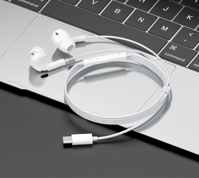 CELEBRAT earphones με μικρόφωνο E300, USB-C σύνδεση, Φ10mm, 1.2m, λευκά