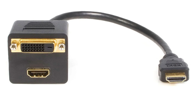 POWERTECH αντάπτορας HDMI σε HDMI & DVI CAB-H168, 4K/30Hz, 30cm, μαύρος