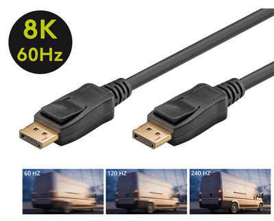 GOOBAY καλώδιο DisplayPort 65808 Certified, 8K/60Hz 32.4 Gbps, 1m, μαύρο