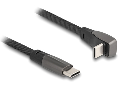 DELOCK καλώδιο USB-C 80751, 60W, flat, γωνιακό, 480 Mbps, 1m, μαύρο