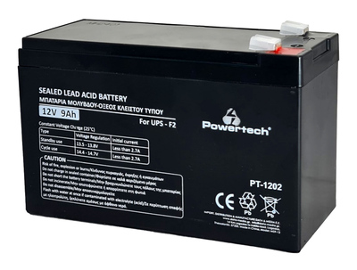POWERTECH μπαταρία μολύβδου PT-1202 για UPS, 12V 9Ah, F2