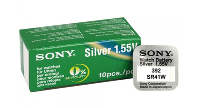 SONY μπαταρία Silver Oxide για ρολόγια SR41W, 1.55V, No392, 10τμχ