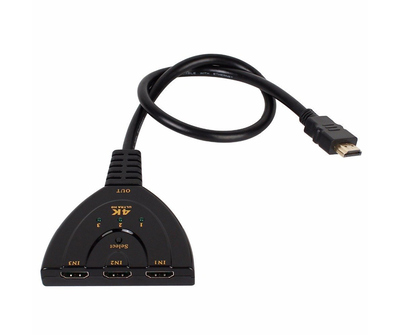 POWERTECH HDMI Switch CAB-H077, 3 σε 1, 4K, 0.50m, μαύρο