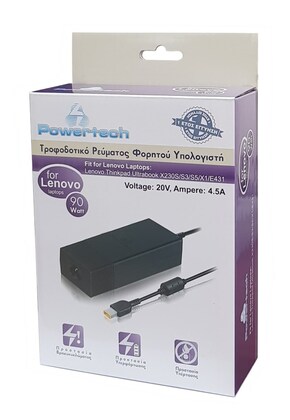 POWERTECH τροφοδοτικό laptop PT-118 για LENOVO, 90 watt, 20V - 4.5A
