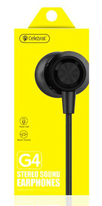 CELEBRAT earphones με μικρόφωνο G4, 3.5mm σύνδεση, Φ10mm, 1.2m, μαύρο