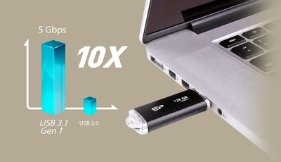 SILICON POWER USB Flash Drive Blaze B02, 64GB, USB 3.2, μαύρο
